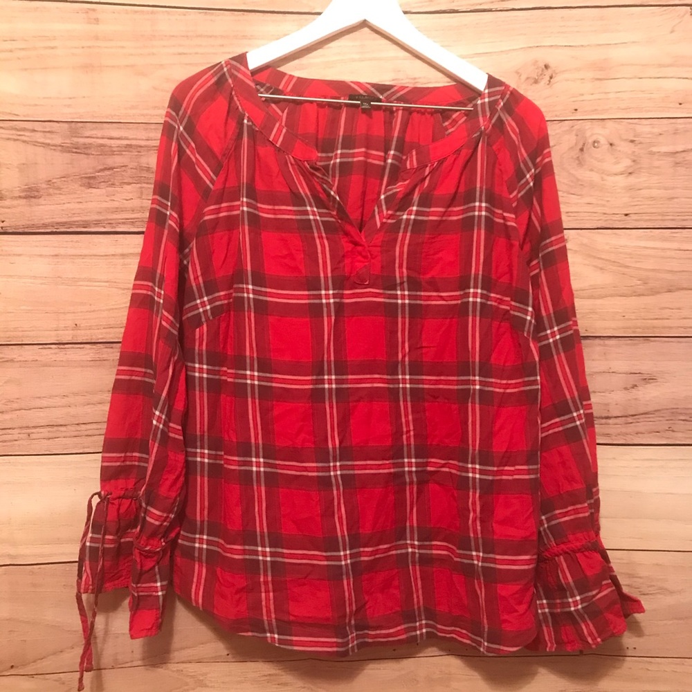 Talbots Plaid Print Plus Petite Blouse